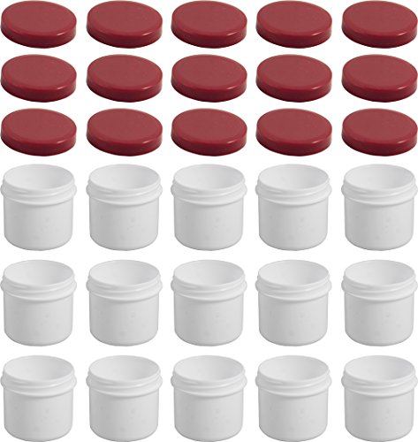 15 Salbendöschen, Creme-döschen, Salbenkruke flach, 25ml Inhalt, mit rotem Deckel - Made IN Germany von Frühes Forschen
