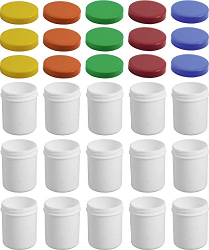 15 Salbendöschen, Creme-döschen, Salbenkruke hoch, 35ml Inhalt mit farbigen Deckeln - Made IN Germany von Frühes Forschen