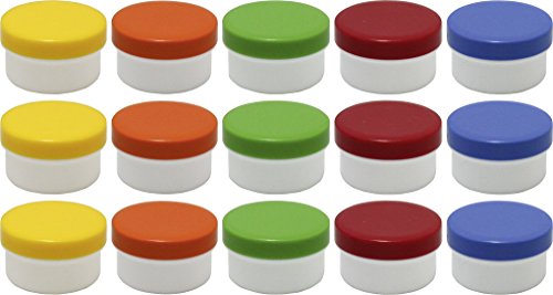 15 Salbendöschen, Creme-döschen, Salbenkruken 6ml Inhalt mit farbigen Deckeln - Made IN Germany von Frühes Forschen