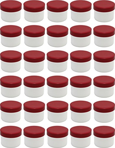 30 Salbendöschen, Creme-döschen, Salbenkruke flach, 35ml Inhalt mit roten Deckeln - Made IN Germany von Frühes Forschen