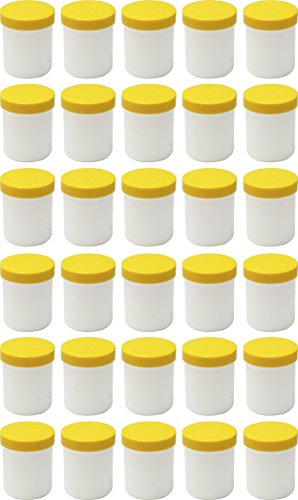 FRÜHES FORSCHEN 30 Salbendöschen, Creme-döschen, Salbenkruke hoch, 25ml Inhalt mit gelben Deckeln - Made IN Germany von FRÜHES FORSCHEN