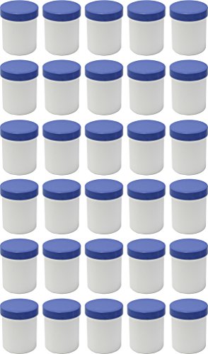 30 Salbendöschen, Creme-döschen, Salbenkruke hoch, 60ml Inhalt mit blauen Deckeln - Made IN Germany von Frühes Forschen
