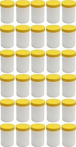 30 Salbendöschen, Creme-döschen, Salbenkruke hoch, 75ml Inhalt mit gelben Deckeln - Made IN Germany von Frühes Forschen