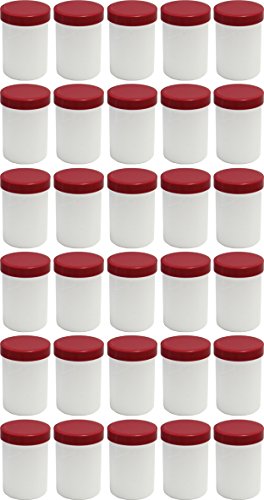 30 Salbendöschen, Creme-döschen, Salbenkruke hoch, 75ml Inhalt mit roten Deckeln - Made IN Germany von Frühes Forschen