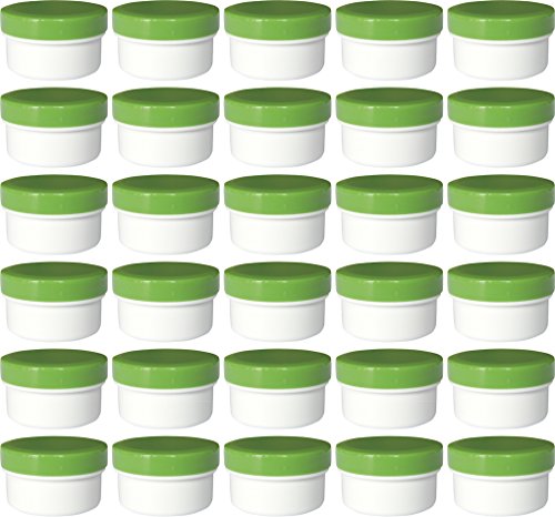 30 Salbendöschen, Creme-döschen, Salbenkruken 6ml Inhalt mit grünen Deckeln - Made IN Germany von Frühes Forschen
