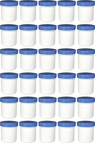 Frühes Forschen 30 Salbendosen hoch, 12ml Inhalt mit blauen Deckeln von Frühes Forschen