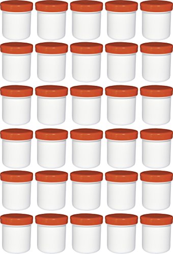 30 Salbendöschen, Creme-döschen, Salbenkruken hoch, 12ml Inhalt mit orangen Deckeln - Made IN Germany von Frühes Forschen