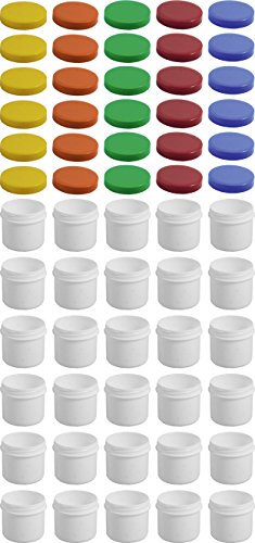 30 Salbendöschen, Creme-döschen, Salbenkruke flach, 25ml Inhalt mit farbigen Deckeln - Made IN Germany von Frühes Forschen
