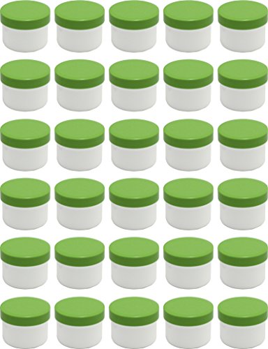 30 Salbendöschen, Creme-döschen, Salbenkruke flach, 35ml Inhalt mit grünen Deckeln - Made IN Germany von Frühes Forschen