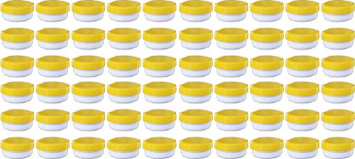 60 Salbendöschen, Creme-döschen, Salbenkruke flach, 12ml Inhalt mit gelbem Deckel - Made IN Germany von Frühes Forschen