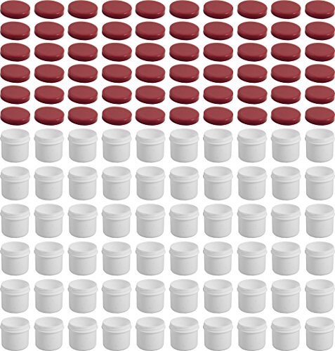 60 Salbendöschen, Creme-döschen, Salbenkruke flach, 25ml Inhalt, mit rotem Deckel - Made IN Germany von Frühes Forschen