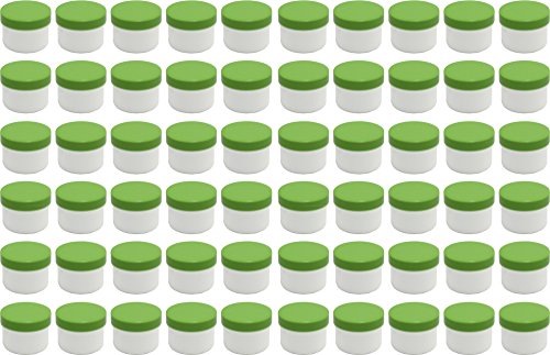 60 Salbendöschen, Creme-döschen, Salbenkruke flach, 35ml Inhalt mit grünen Deckeln - Made IN Germany von Frühes Forschen