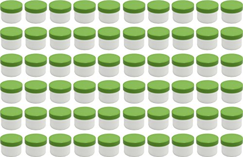 Frühes Forschen 60 Salbendosen flach, 35ml Inhalt, weiß mit grünen Deckeln von Frühes Forschen