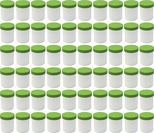 60 Salbendöschen, Creme-döschen, Salbenkruke hoch, 60ml Inhalt mit grünen Deckeln - Made IN Germany von Frühes Forschen