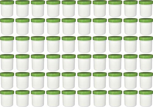 60 Salbendöschen, Creme-döschen, Salbenkruken hoch, 12ml Inhalt mit grünen Deckeln - Made IN Germany von Frühes Forschen
