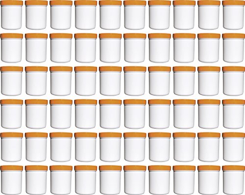 Frühes Forschen 60 Salbendosen hoch, 35ml Inhalt, weiß mit orangem Deckel von Frühes Forschen