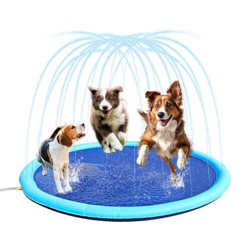 Rutschfestes Spritzpad für Hunde, 190,5 cm, langlebiges Spritzpad für Hunde, robuste Outdoor-Wasserspielmatte für große/kleine Haustiere, faltbares Design, auslaufsicher, einfache Einrichtung Rutschfestes Spritzpad für Hunde, 190,5 cm, langlebiges Spritzpad für Hunde, robuste Outdoor-Wasserspielmatte für große/kleine Haustiere, faltbares Design, auslaufsicher, einfache Einrichtung von Frueydo