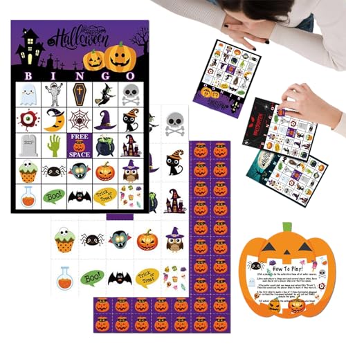 24 Player Card Game Kit, Halloween Bingo Party Table Toy with Travel-Friendly Design, Perfect for Classroom Events, Family Gatherings, Camping, Homeschool, and Festive Fun, 7x5 Inches von Fruusv