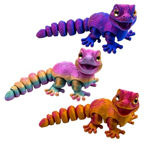 3D Printed Gecko Figurine, Flexible Lizard Fidget Toy, Articulated Reptile Model Decoration, Desk Shelf Bedroom Dorm Living Room Gift for Kids Boys Girls Adults Home, 14x5.8x5.8cm von Fruusv