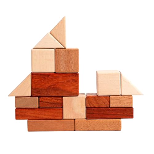 Bausteine-50-teiliges Holzstapelspiel für Kinder 5-7, STEM-Bildungsspielzeug mit Formen und Farben, fördert Kreativität und motorische Fähigkeiten für Mädchen, Zuhause, Schule, 17x17x3.3cm von Fruusv