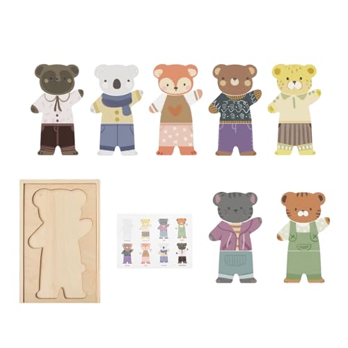 Dress -up -Spiele - 255G Holztierdesign -Puppen für Kinder, Klassenzimmerlernen mit passenden Outfits, Puzzlespiel, Tat Play Toy für Reisen, sicheres Robustes Geschenkset, Multicolor Dress -up -Spiele - 255G Holztierdesign -Puppen für Kinder, Klassenzimmerlernen mit passenden Outfits, Puzzlespiel, Tat Play Toy für Reisen, sicheres Robustes Geschenkset, Multicolor von Fruusv