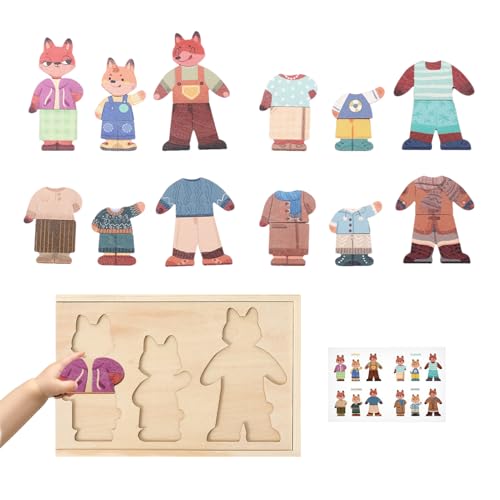 Dress -up -Spiele - 255G Holztierdesign -Puppen für Kinder, Klassenzimmerlernen mit passenden Outfits, Puzzlespiel, Tat Play Toy für Reisen, sicheres Robustes Geschenkset, Multicolor Dress -up -Spiele - 255G Holztierdesign -Puppen für Kinder, Klassenzimmerlernen mit passenden Outfits, Puzzlespiel, Tat Play Toy für Reisen, sicheres Robustes Geschenkset, Multicolor von Fruusv