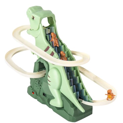 Electric Dinosaur Stair Climbing Toy, Climbings Slide Music with Lights and Sound, Freestanding Racing Chasing Playset, Ideal for Boys Girls, Learning and Playtime, 17x14x20cm von Fruusv