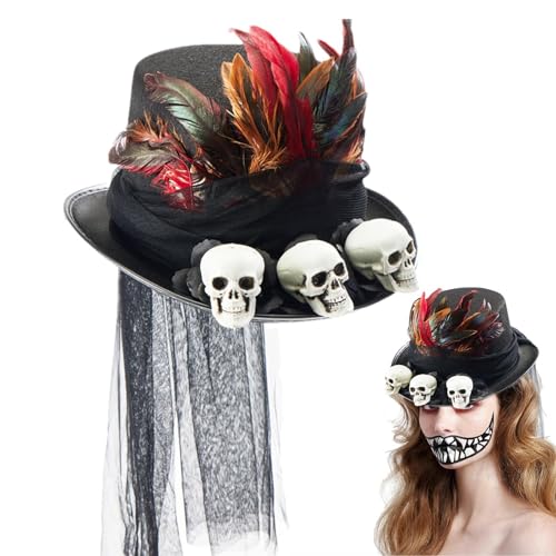 Fruusv Gothic Steampunk Hut Halloween Hut Schädel und Feder Kopfbedeckung Schwarz Mesh Kostüm Hut Uni Gothic Zubehör Steampunk Cosplay Hut Totenkopf und Feder Halloween Kostüm Fruusv Gothic Steampunk Hut Halloween Hut Schädel und Feder Kopfbedeckung Schwarz Mesh Kostüm Hut Uni Gothic Zubehör Steampunk Cosplay Hut Totenkopf und Feder Halloween Kostüm von Fruusv