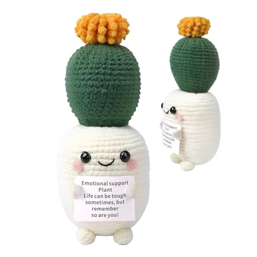 Fruusv Handgemachte Kaktus Häkeln, Positive Kaktus Puppe, Häkeln Topfpflanzen, Emotionale Unterstützung Häkelkaktus, Positive Life Crochet Doll, Handmade Kaktus Ornament, Kaktus Häkeln Topfpflanze von Fruusv
