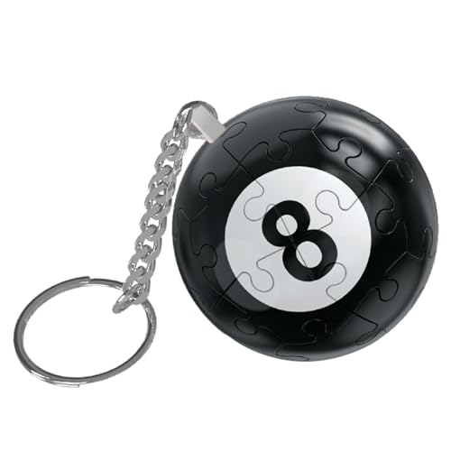 Fruusv -Kugelpuzzle, -Kugelpuzzle, Schwarzer 8-Ball- -Puzzle-Kugel-Schlüsselanhänger, Puzzlespiel, Rucksackzubehör für Kinder und Erwachsene, Denksportaufgabe für Billard-Enthusiasten von Fruusv