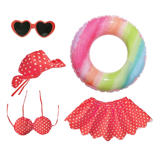 Fruusv Porch Geese Clothes, Tropical Bikini Outfit with Sunglasses Hat, Swim Ring, Fun Garden Statue Accessories for Outdoor Patio Yard Décor and Summer Events, 21.65 inches von Fruusv