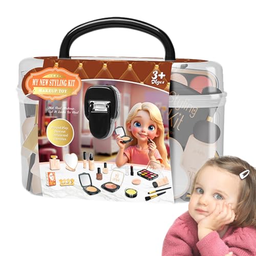 Little Girl Playhouse, Kids Makeup Set, Washable Cosmetic Toy Kit, Safe & Fun & , Beauty Playset for Birthday, Christmas, Children's Day, (Pink/Multicolor) 19x10x13cm von Fruusv