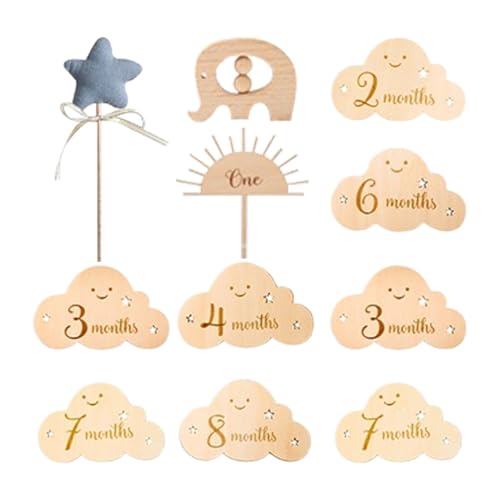 Meilensteine Babykarten Holz Fotokarten Baby Meilensteine Marker Monatliche Meilensteine Scheiben Baby Wachstumskarten Fotografie Requisiten Baby Meilensteine Marker für Kindertag von Fruusv