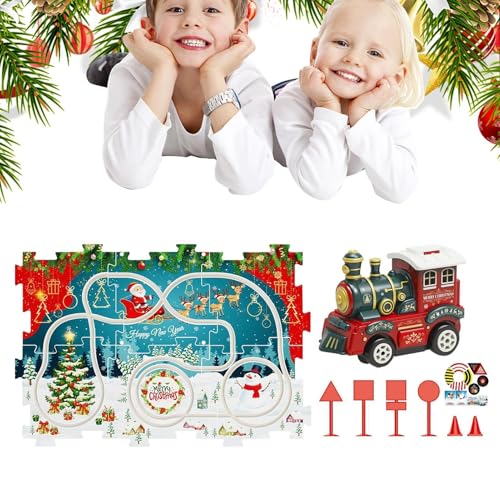 Puzzle Racer Kids Car Track Set, Christmas-Themed Puzzle Train Tracks, Interactive Rail Toy, STEM Game, (Multicolor, 3-6 Years) for Boys & Girls, Educational von Fruusv