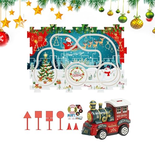 Puzzle Racer Kids Car Track Set, Christmas Tracks with Train, Interactive Rail Toy, STEM Learning Adventure, (Multicolor, 3-6 Years) for Boys & Girls, Educational von Fruusv