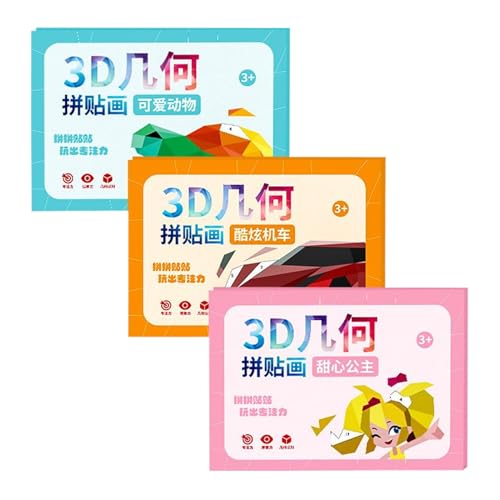 Sticker by Number, Educational Puzzle Stickers, Funny Geometric Decals, Interactive Learning Activity, Number Matching Game, Set of 3 Handmade Books, Ideal for Kids Ages 3+ von Fruusv