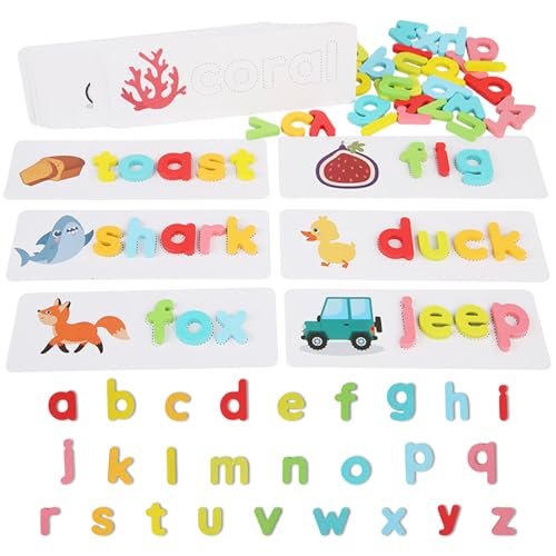 Fsahiuf Holzbuchstaben Lernspiele,Montessori Spielzeug ab 3 Jahre,Englisch Lernen Kinder,Buchstaben Spiel ab 3-8 Jahre Buchstaben Lernen von Fsahiuf