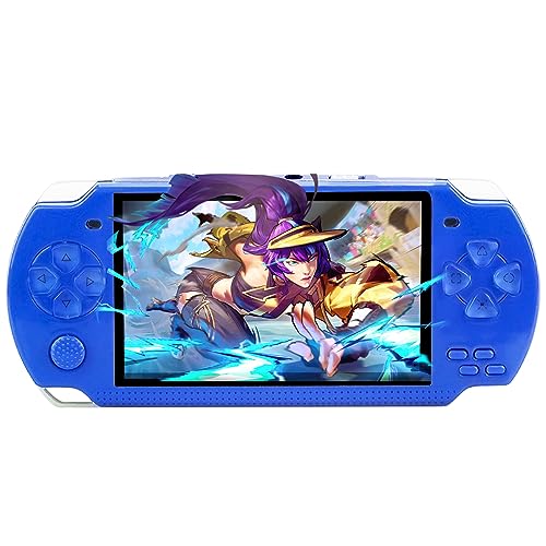 Fsjun 4,3-Zoll-Hand-Retro-Spielkonsole, 8 GB RAM, integrierte klassische Spiele, Multi-Simulator-Unterstützung, MP3, MP4, TV-Out, Weihnachts- und Neujahrsgeschenk für Kinder (blau) von Fsjun