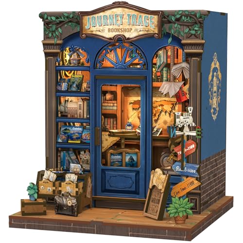 Fsolis Book Nook Kit, DIY Miniatur Haus Kit für Erwachsene Mini Puppenhaus Kit Geschenk für Frauen Jugendliche Bastelliebhaber (Journey Trace Bookshop) von Fsolis