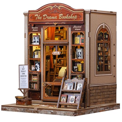 Fsolis Book Nook Kit, Puppenhaus-Kits, kreatives Regal und Schreibtischdekoration, für Erwachsene, Buchliebhaber und Miniatur-Enthusiasten (The Drama Bookshop) von Fsolis