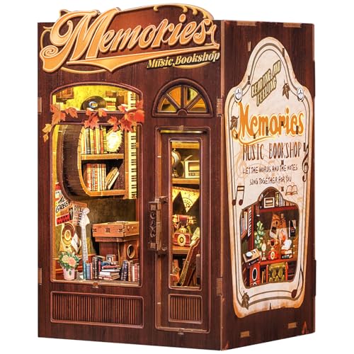 Fsolis Book Nook Kit, Puppenhaus Miniatur DIY Set Kreative, Dollerhouse für Erwachsene & Jugendliche, Handgemachtes Geschenk mit 3D Holzbauteilen(Memories Music Bookshop) von Fsolis