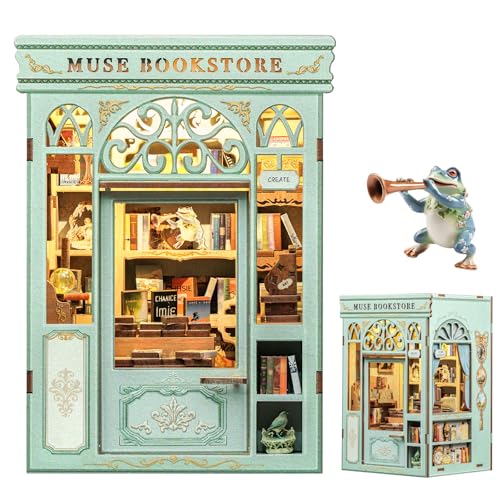 Fsolis Book Nook Kit, Puppenhaus-Set zum Selbermachen mit LED-Licht, Heim- und Bücherregal-Dekoration, das beste Geschenk für Teenager (Muse Bookstore) von Fsolis