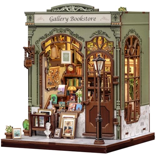 Fsolis Book Nook Kit - DIY Bastelset - Miniatur Diorama für Bücherregal als Schreibtisch & Zimmerdeko | 3D Holzmodell zum Bauen, Personalisiertes Geschenk für Erwachsene und Jugendliche(Gallery Books) von Fsolis