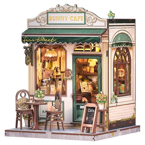 Fsolis Book Nook Kit & Miniatur Puppenhaus | 3D Puzzle Bastelset für Bücherregal Dekoration | Zeitloses Geschenk für künstlerische Mädchen & Frauen (Sunny Cafe) von Fsolis