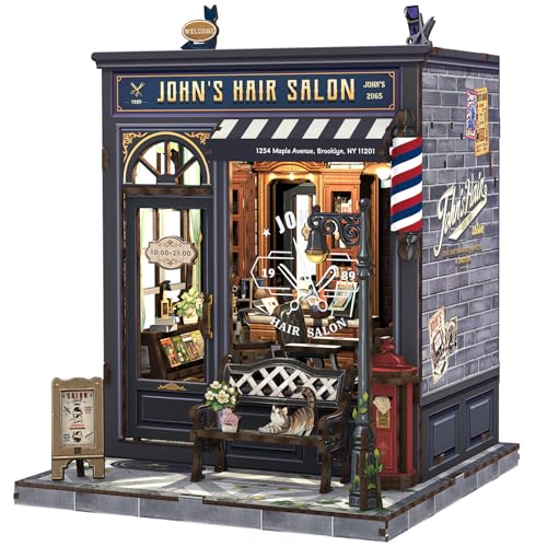 Fsolis DIY Book Nook - 3D Holz Miniatur-Diorama für Bücherregal & Schreibtischdeko | Kreatives Geschenkset für Erwachsene, Jugendliche Geburtstag - Zimmerdeko mit LED-Beleuchtung(John's Hair) von Fsolis