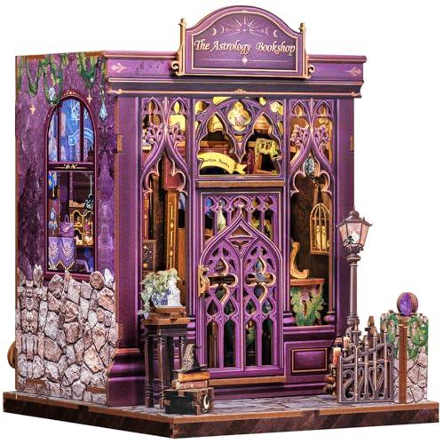 Fsolis DIY Book Nook Kit - Miniaturhaus Bausatz, Bücherregal Deko Puppenhaus Set, Kreatives Tiny House Bastelset als Geschenkidee für Bücherregal Liebhaber (The Astrology Bookshop) von Fsolis