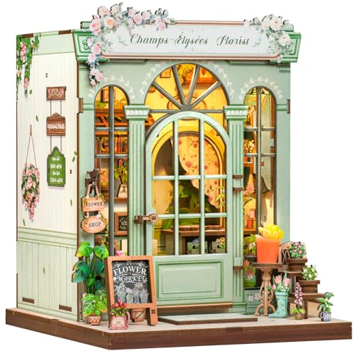 Fsolis DIY Book Nook Kit mit LED Beleuchtung - 3D Miniatur Puppenhaus Bausatz, Kreative Bücherregal- Deko & Personalisierte Geburtstagsgeschenke für Frauen und Mädchen(Champs-Élysées Florist) von Fsolis