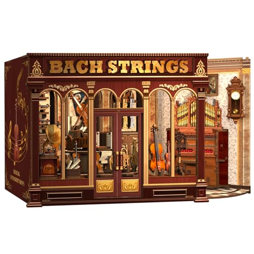 Fsolis DIY Book Nook Kit & Puppenhaus mit LED-Beleuchtung - Kreatives Miniatur-Modell für Regale, Geschenkidee für Erwachsene/Jugendliche(Bach Strings) von Fsolis