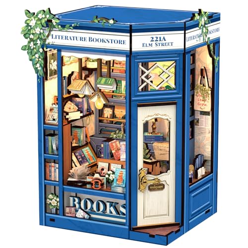 Fsolis DIY Book Nook & Dollhouse Craft Kits – Kreative Regal- und Schreibtisch-Dekor-Montagesets, für Jugendliche und Erwachsene(Literature Bookstore) von Fsolis