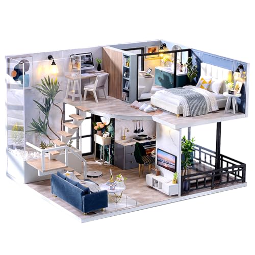 Fsolis DIY Puppenhaus Miniatur Kit mit Möbeln,Miniatur Puppenhaus,Kit Holzpuzzle Modernes Haus beleuchtet Miniatur Kit Dekoration Fsolis DIY Puppenhaus Miniatur Kit mit Möbeln,Miniatur Puppenhaus,Kit Holzpuzzle Modernes Haus beleuchtet Miniatur Kit Dekoration von Fsolis